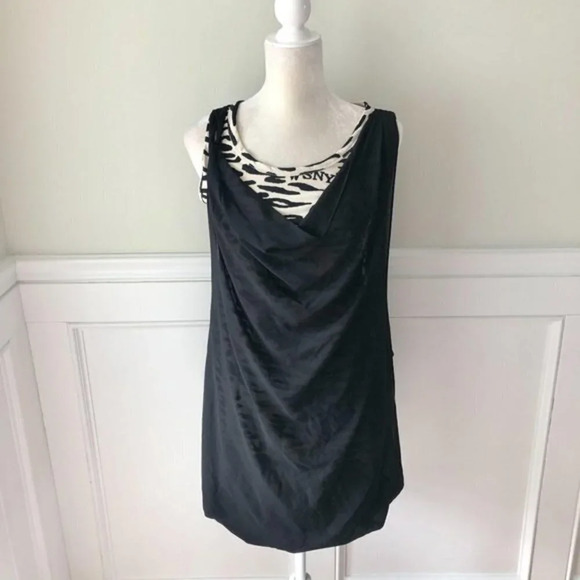 Black Mesh Overlay Tank Dress M - Picture 3 of 5